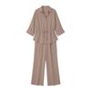Women's Casual Two Piece Long Sleeve Collared Shirt and Pants Set