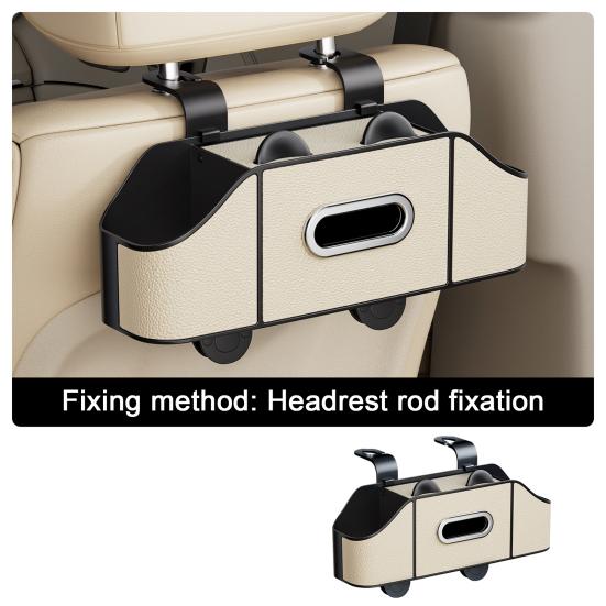 Car Backseat Organizer with Cup Holder Tissue Box Multifunctional Universal Automotive Seat Headrest Hanging Storage Box Hook Car Accessories