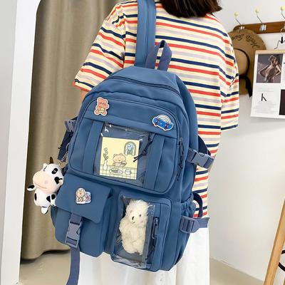 Women Cute Oxford Backpack Badge Student Female College School Bags Harajuku Buckle Girl Backpack Kawaii Book Ladies Bag