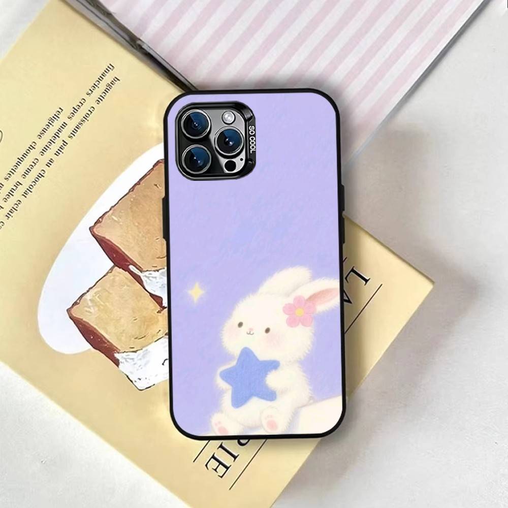 Cloudy Bunny Phone Case For iPhone 17,16,15,14,13,12,11 Plus,Pro Max,XS,Colorful Silver Phone Case Funda Cover