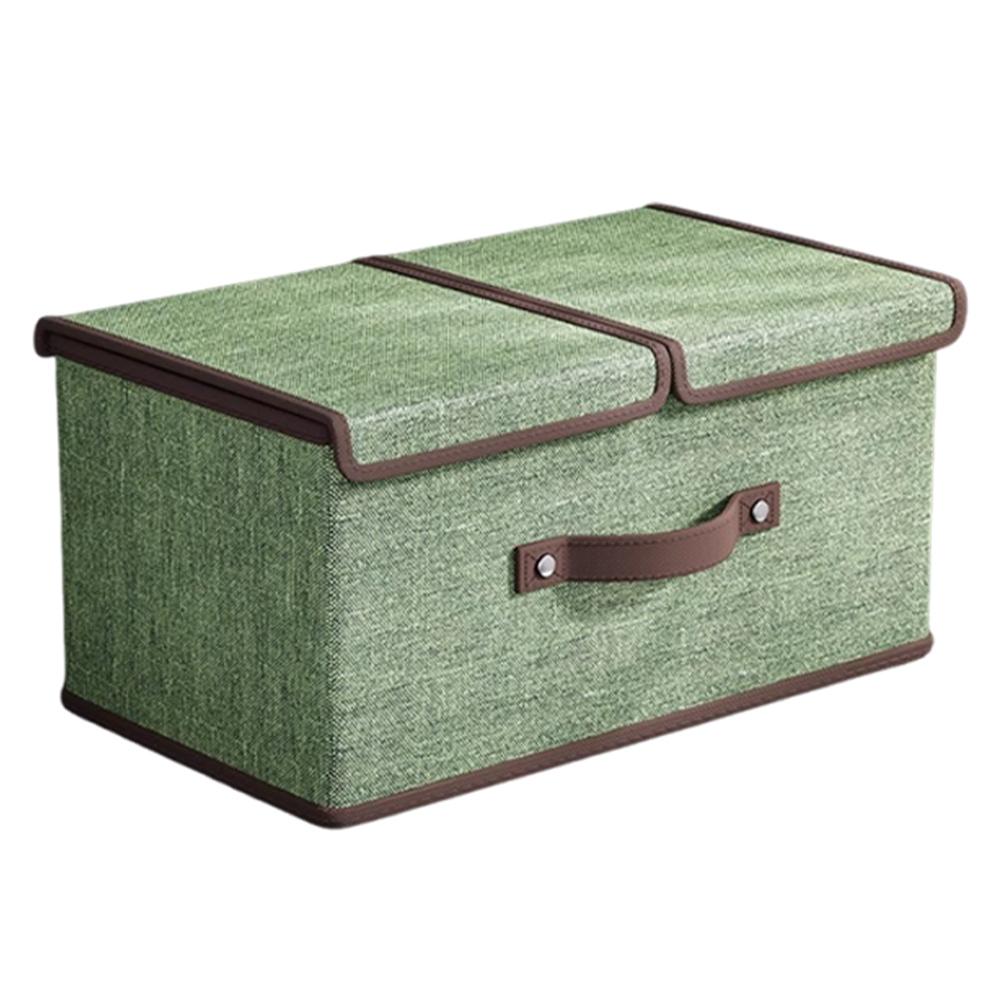 Pudełko do przechowywania z tkaniny lnianej Podwójna pokrywa Składany kosz do przechowywania z uchwytami Kosze do przechowywania z tkaniny do szafy