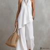 Women's Sleeveless Two Piece Set Round Neck Top and Long Skirt Casual Solid Color Outfit