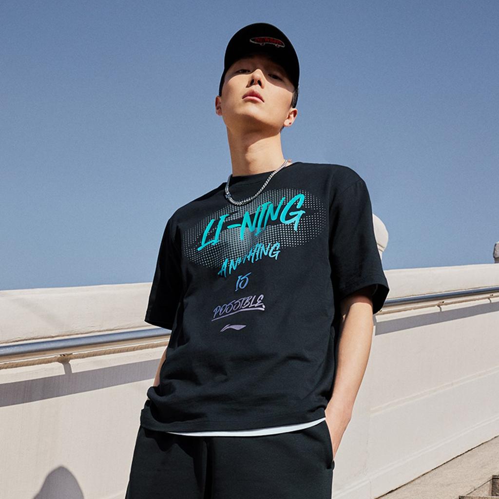 Li Ning Sports Life Collection T-Shirt Unisex Schwarz AHSU741-2