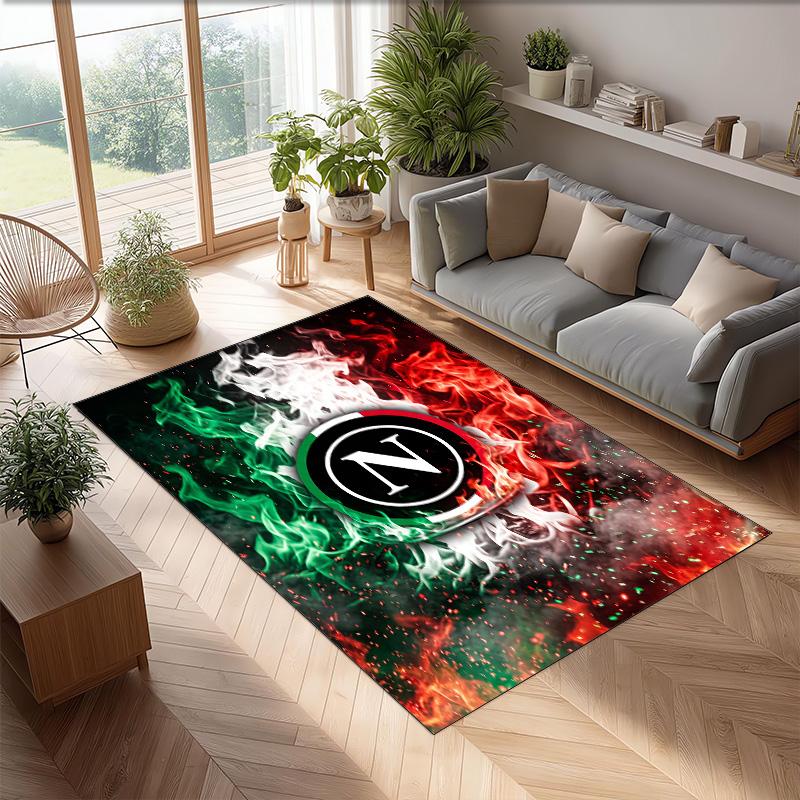 Napoli FC Soccer Football Pattern Soft Area Rug Non Slip Indoor Floor Carpet Sports Decor Mat for Bedroom