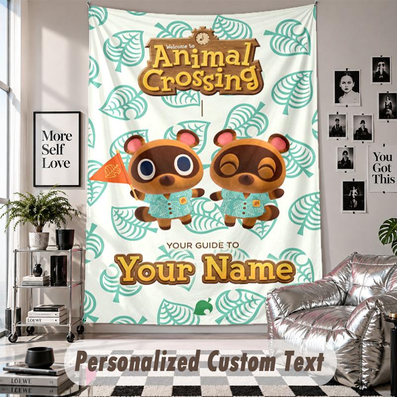 Custom Tapestry Wall Hanging, Animal Crossing Personalized Name Text Home Wall Decor