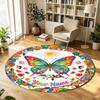 Fiori floreali (1147) Tappeto Circolare in Velluto di Cristallo Personalizzabile con Nome e Testo Tappeto Morbido Rotondo per Pavimento per Decorazione Soggiorno Camera da Letto