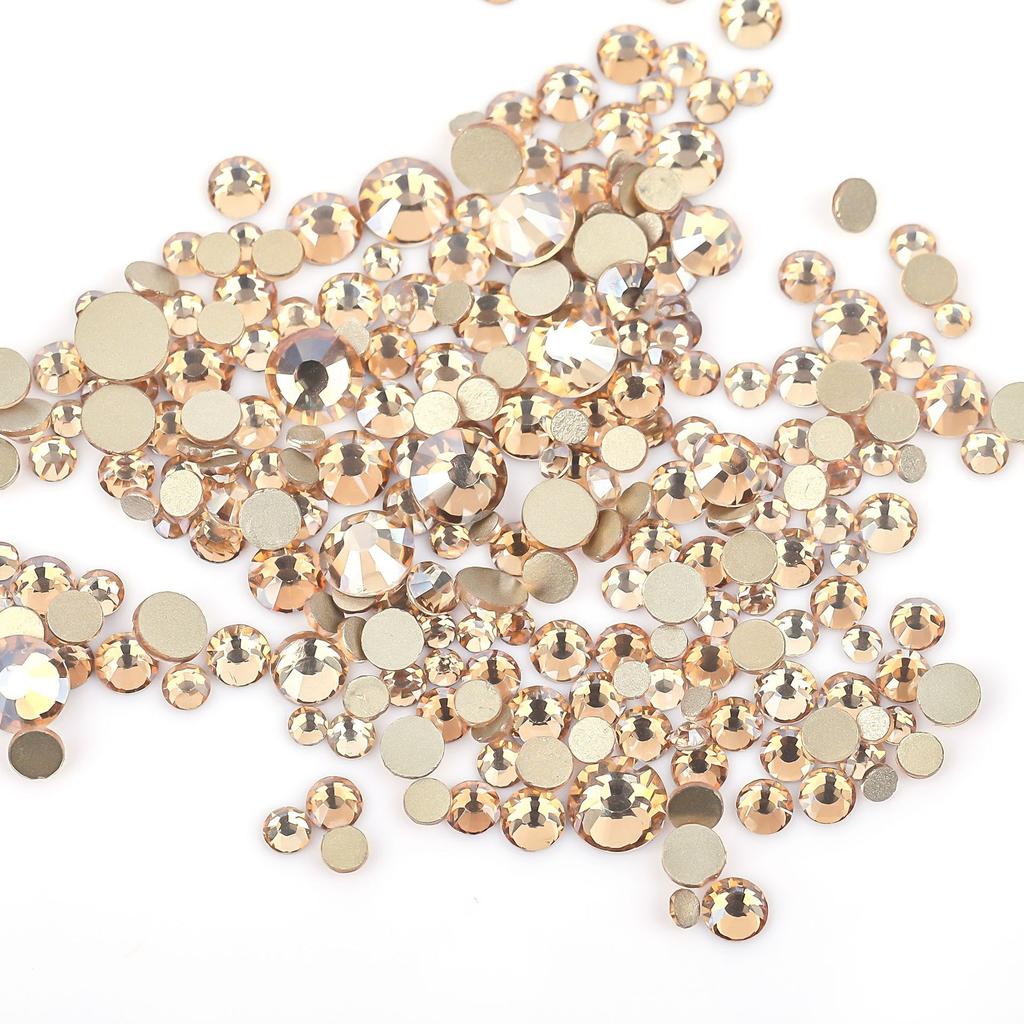 Weichen, Gold Bottom Mixed Glass Flat Bottom Diamond Nail Drill, Decorative Mobile Phone Case Diy Nail Accessories Rhinestone Jewelry