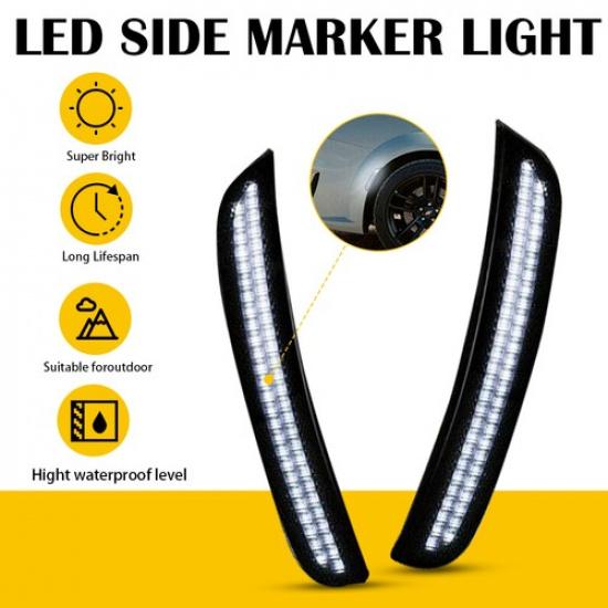 For 2015- Dodge Charger Smoked Lens Front Rear LED Marker Side Lights 4PCS