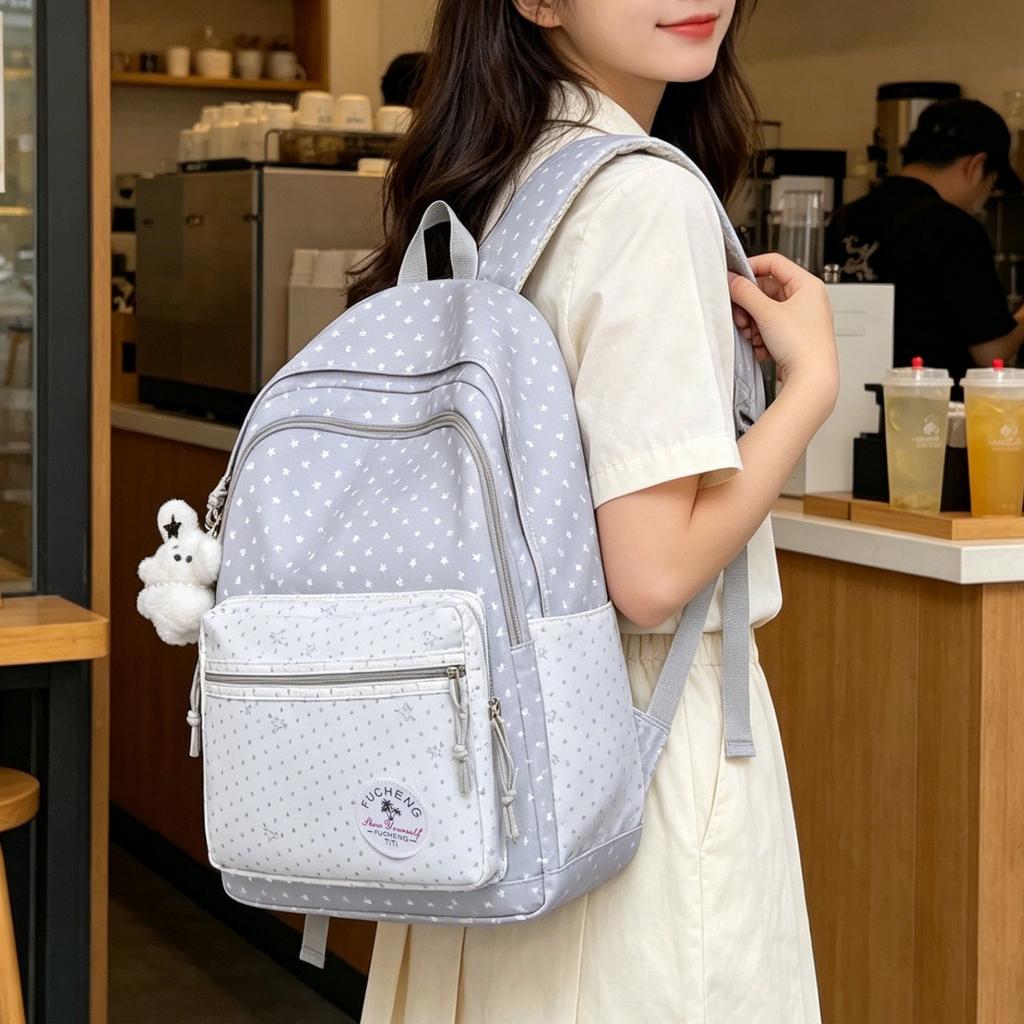 Schoolbag schoolbag new ins lightweight backpack junior high school student college student large capacity computer backpack can be set with tie rod