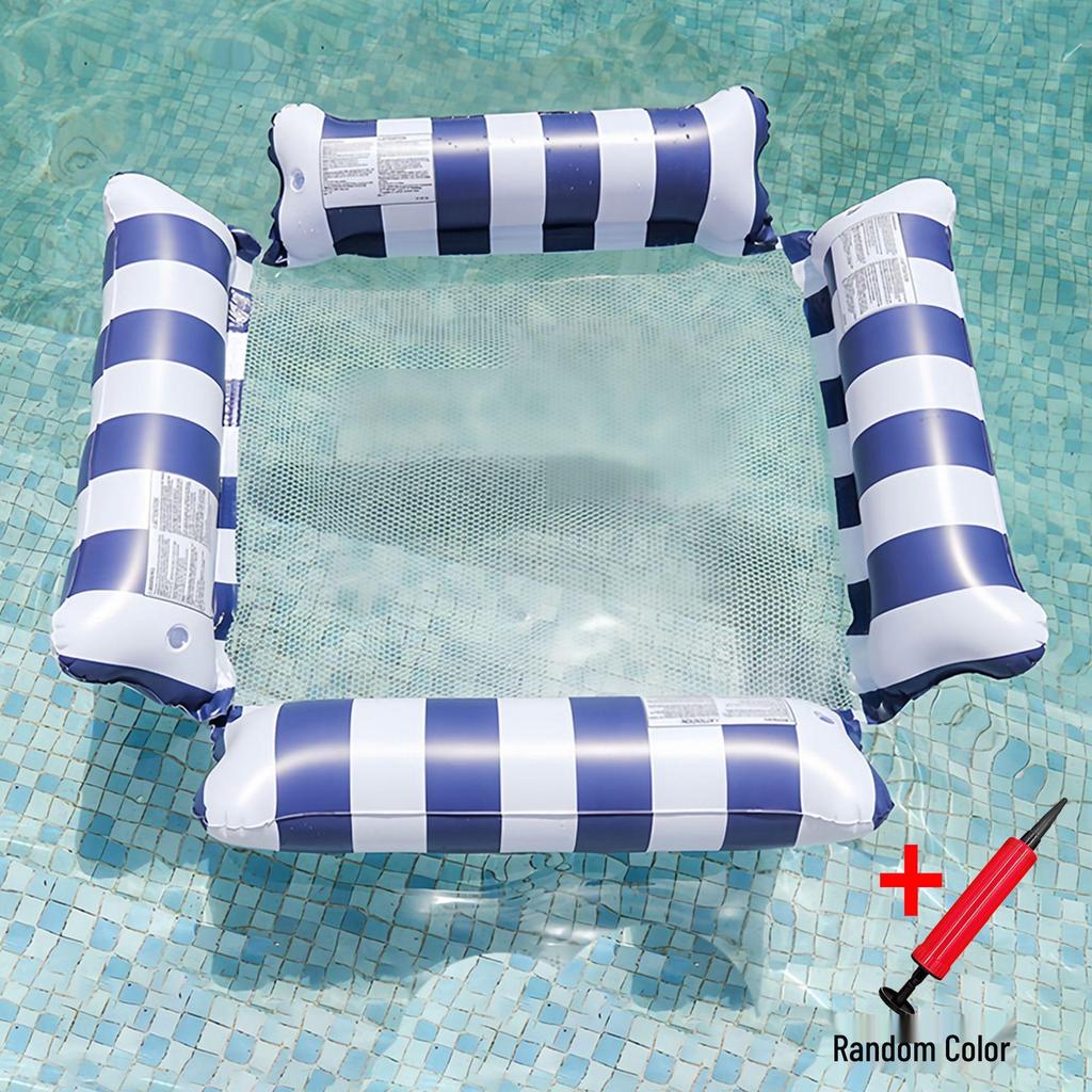 Inflatable Stripe Mesh Floating Bed - Foldable Seaside Lounger