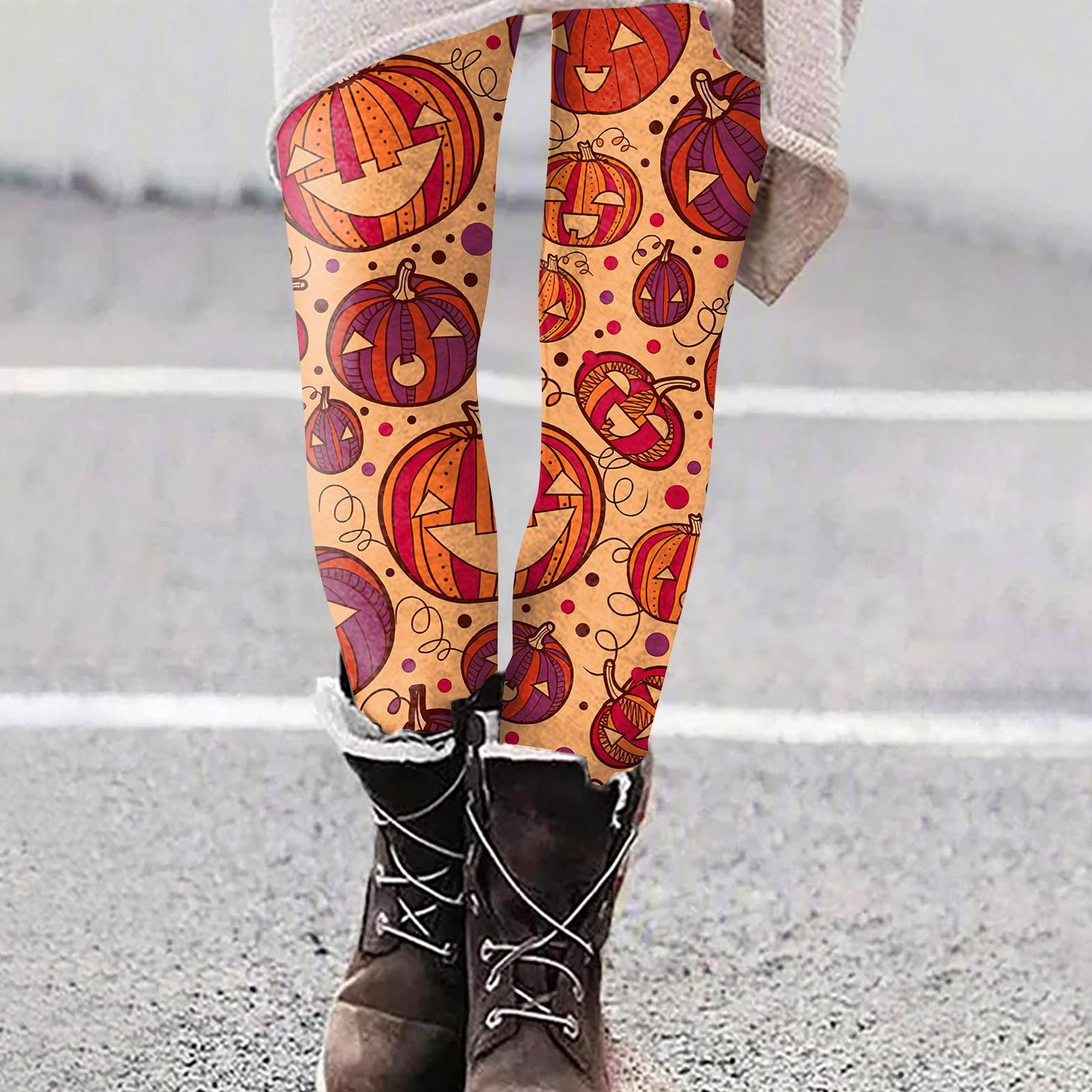 

Женские модные эластичные леггинсы с принтом на Хэллоуин, повседневные домашние брюки XL шафрановый