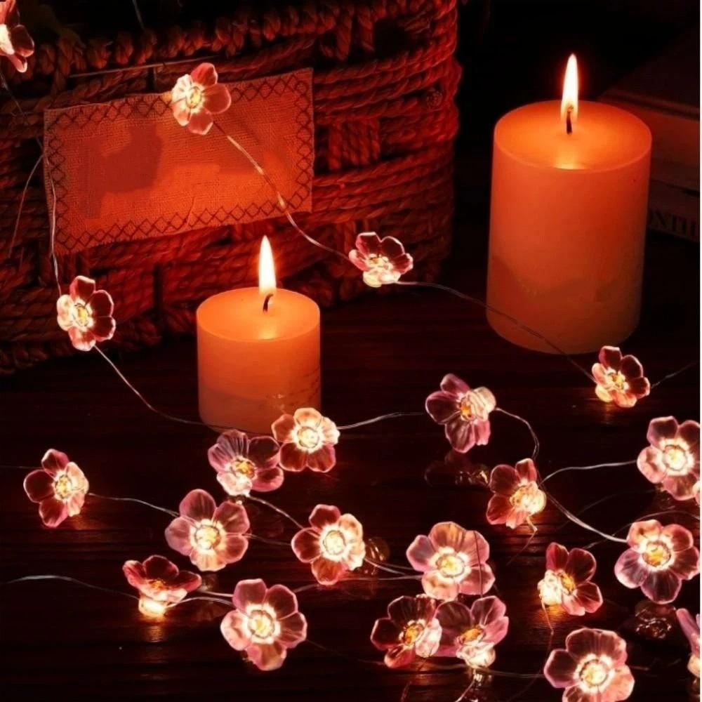 Waterproof Cherry Blossom Fairy Lights 20/10LEDS 1M/2M LED String Lights Battery Powered Decorations Pink Flower String Lamps