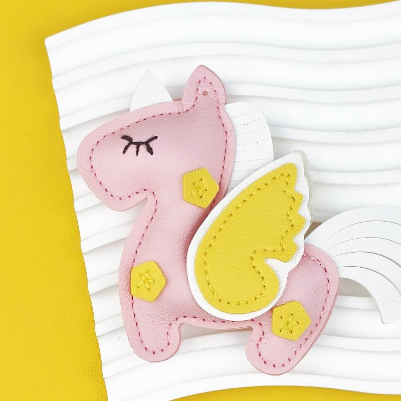 Spot leather unicorn bag pendant cartoon little pegasus keychain pendant pu pony clothing accessories ordinary style