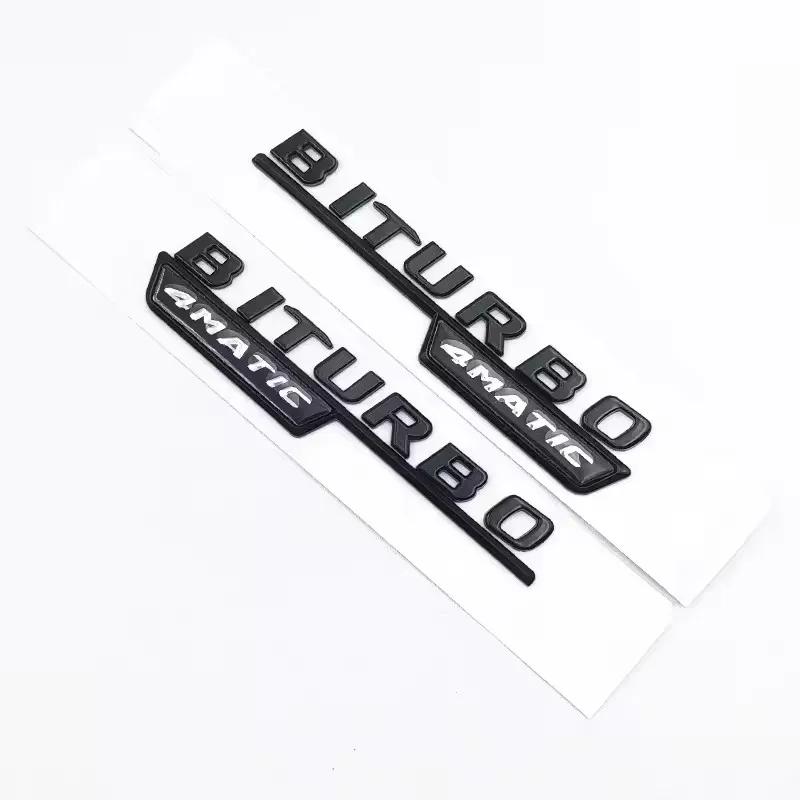 3D ABS Black C43 Logo Letters BITURBO 4MATIC Badge Car For Mercedes Benz Rear Star Sticker BITrunk AMG Emblem AMG W205 W206 C205