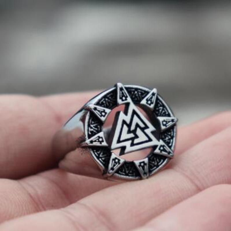 Stylish Nordic Viking Triangle Symbol Men's Ring