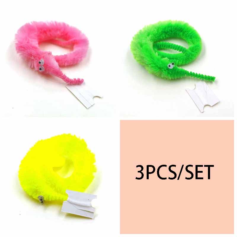 

Волшебная игрушка «Крученый червяк», сувенир для вечеринки, пушистый червяк на веревочке, дразнилка для кошки, гусеница, новинка, волшебная игрушка для кошки 3PCS