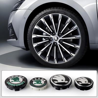 4PCS 55MM 65MM Car Wheel Center Caps Tyre Rim Hub Cover Stickers Badge For Octavia Rapid Fabia Superb Kodiaq Karop Kamiq S