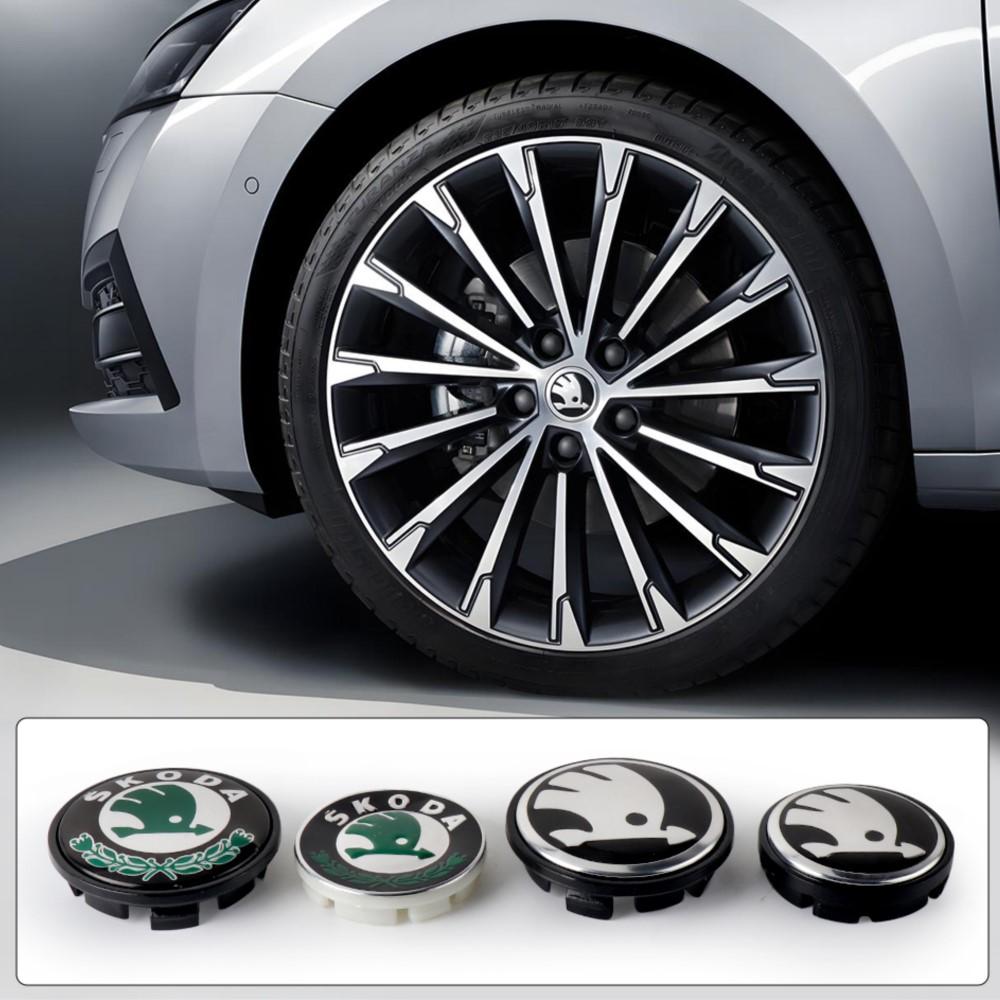 4PCS 55MM 65MM Car Wheel Center Caps Tyre Rim Hub Cover Stickers Badge For Skoda Octavia Rapid Fabia Superb Kodiaq Karop Kamiq S