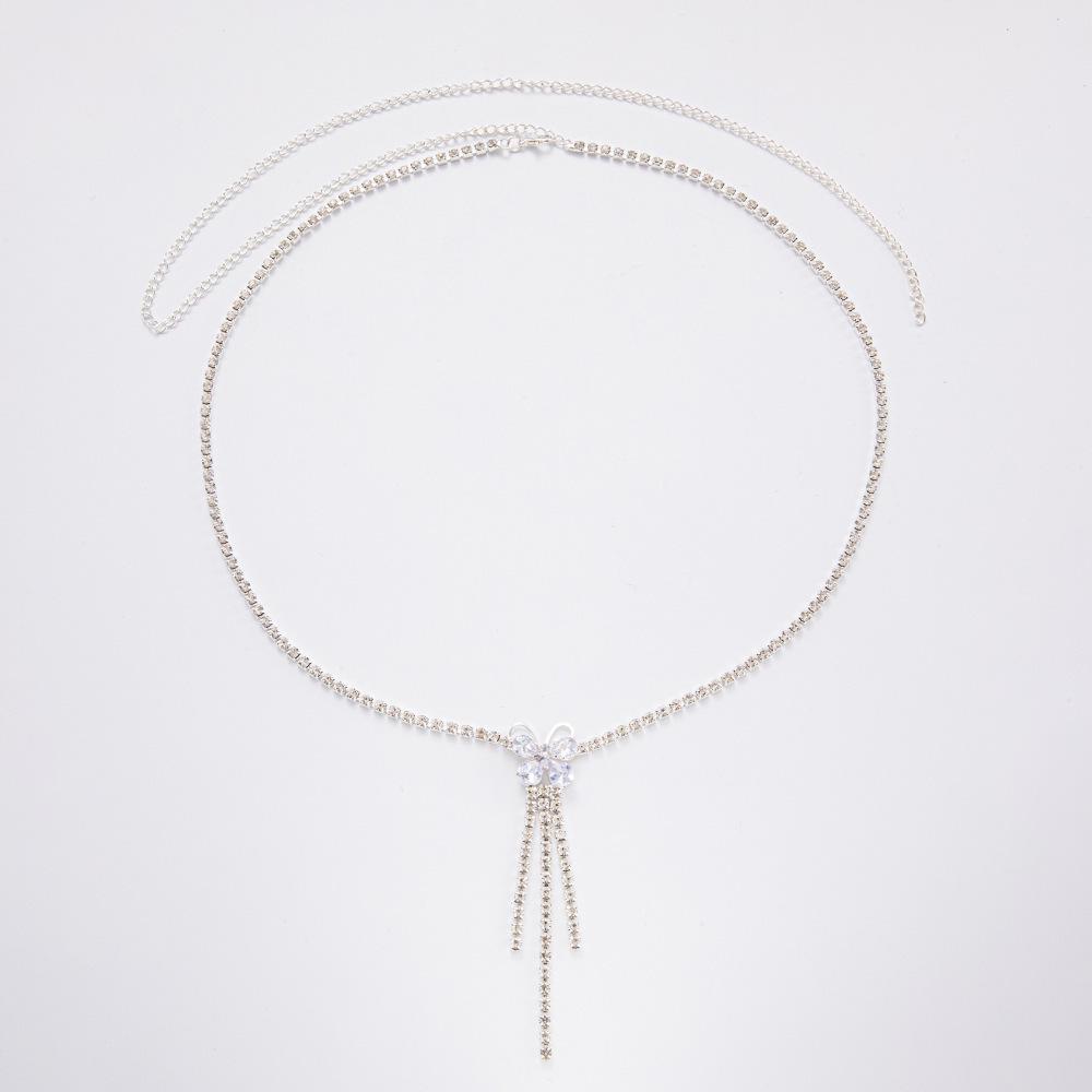 New Style Zircon Rhinestone Butterfly Waist Chain Accessory серебряный