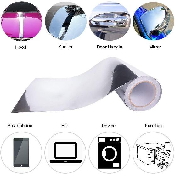 VINYL FROG Car Wrap Vinyl 12 Inches X 60 Inches Chrome Mirror Silver Self Adhesive Film DIY Decals Roll Air Release Technology
