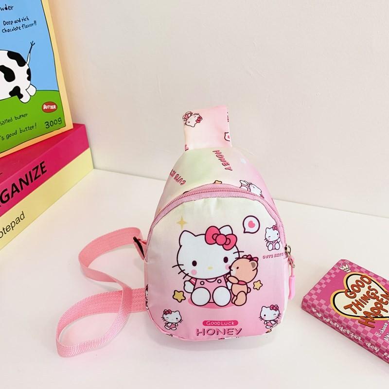 Hello Kitty Kids Cartoon Canvas Crossbody Bag With Light Weight For Preschool Kids