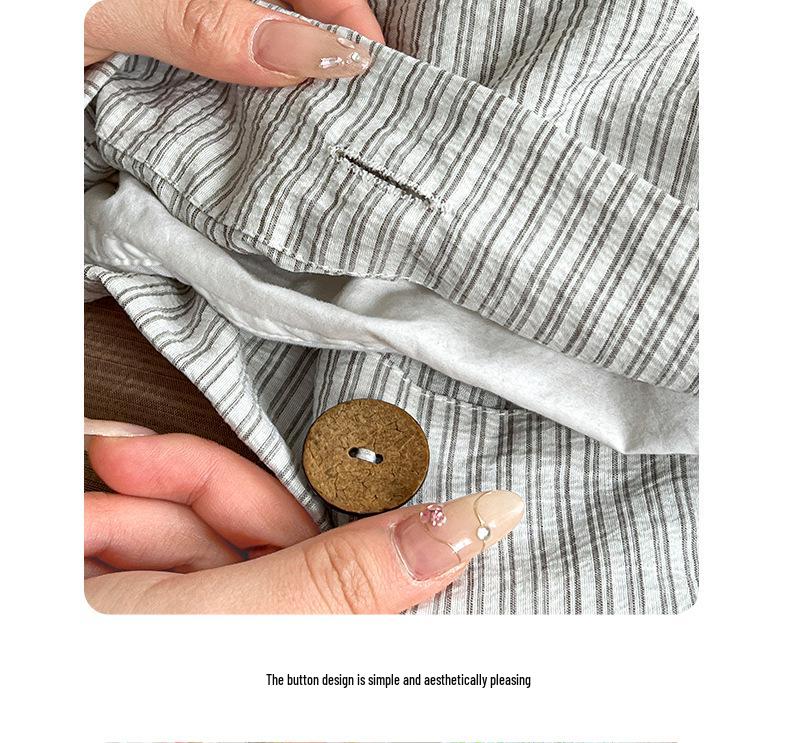 Solid Color MUJI Style Washed Cotton Jacquard Buttoned Dormitory Bedding Set – Super Soft, 4-Piece Set