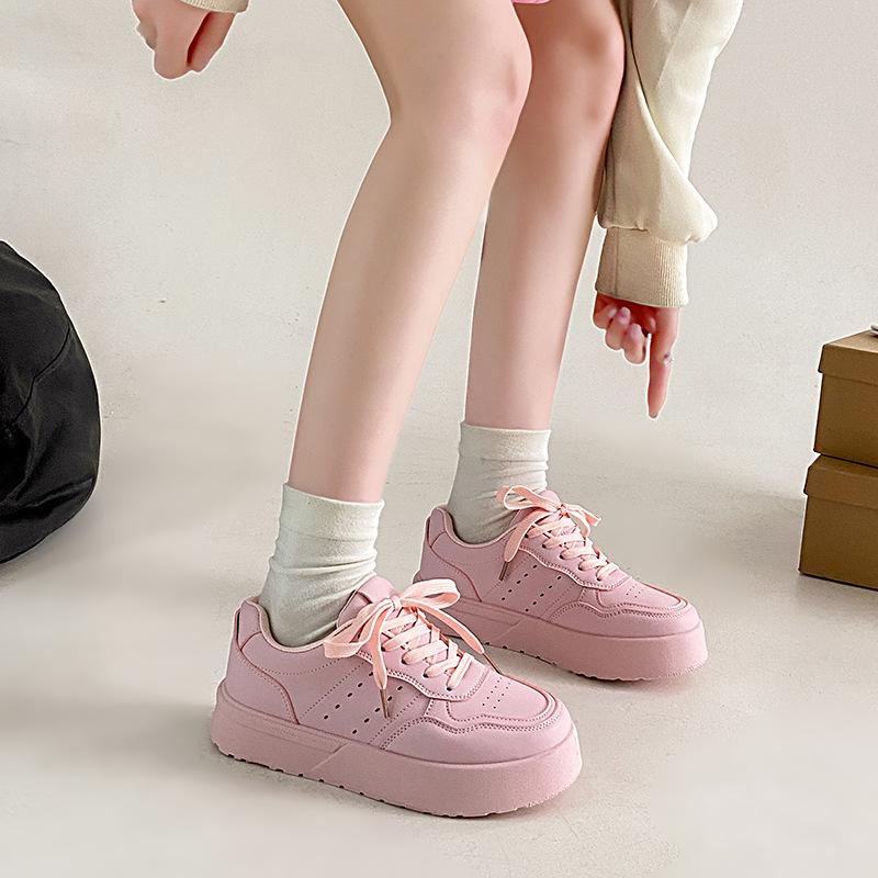 

Spring platform fashion white shoes women s 2025 new viral trends lightweight board shoes versatile simple sneakers 35 розовый