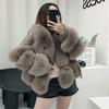 Fashion Sheepskin Coat Genuine Womens Fox Fur Winter