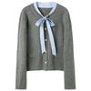 Sancai 2026 Winter Faux Two-Piece Striped Knitted Cardigan