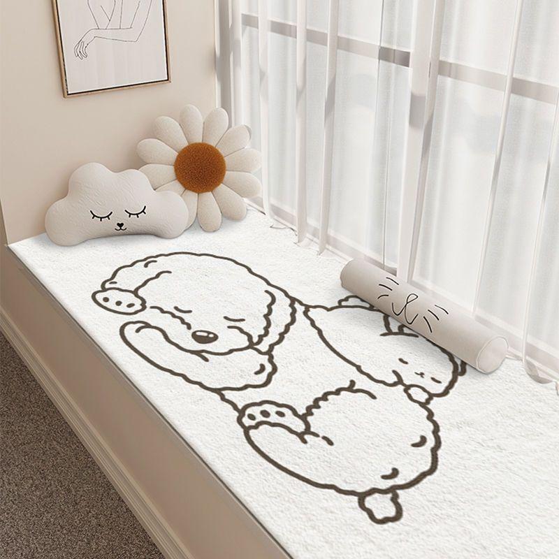 Imitation Cashmere Carpet Strip Shape Bedroom Balcony Mat Kids Room Carpet Area Rug Cartoon Printed Short Plush Carpet Anti Slip