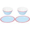 4Pcs Set Salad Fruit Plate Dish Bowl Set Dinnerware Tableware for Home Restaurant Supplies
