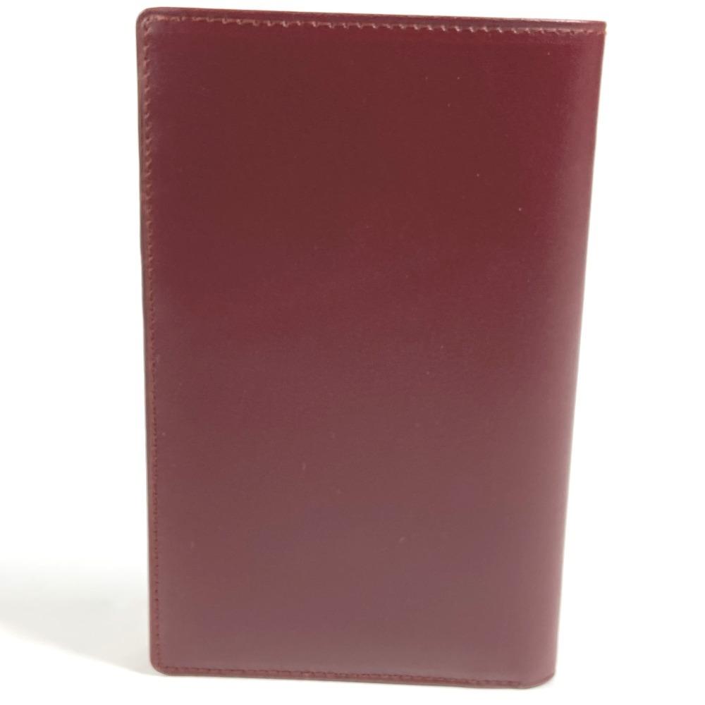 CARTIER Must de Line logo Card Holder Pass Case Card Case Leather wine-red