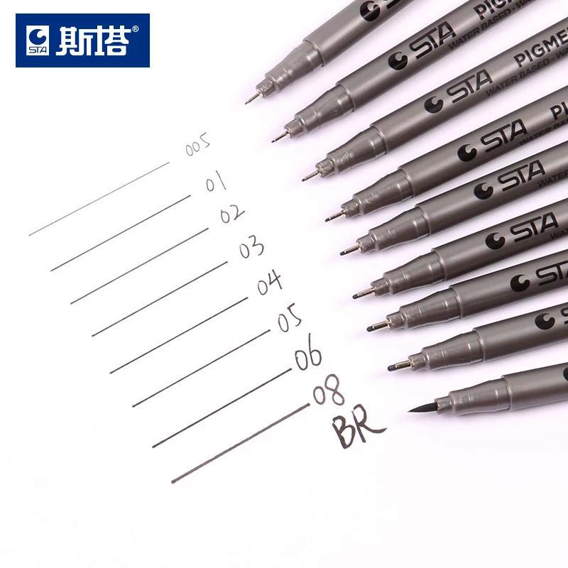 STA Sketch Marker Art Marker Pen Set Different Tip Sizes Water-Based Pigment Liner for Drawing And Handwriting Micron Stationery