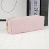 Vintage Simple Solid Color Corduroy Pencil Case Large Capacity Stationery Storage Bag School Supplies