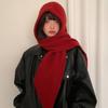 Autumn Winter Thickened Warm Niche Knitted Hat with Integrated Hat and Scarf