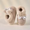 2025 new winter bag heel cotton slippers women's bow leather fleece confinement shoes thickened indoor home plush cotton shoes