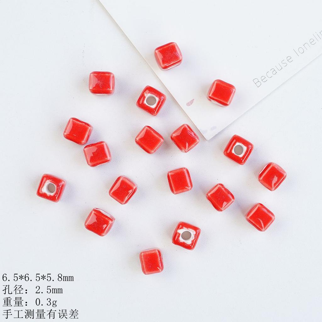 Small square loose beads handmade DIY bead material ceramic necklace bracelet beaded accessories