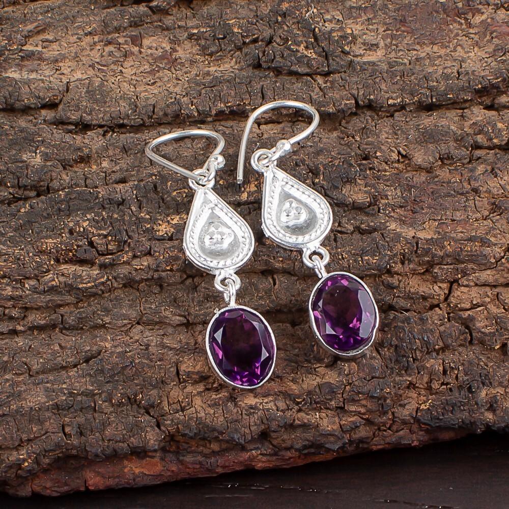 

Изящный аметист 925 стерлинговое серебро ручная работа ювелирные изделия бохо серьги 1,70 EE-8-6