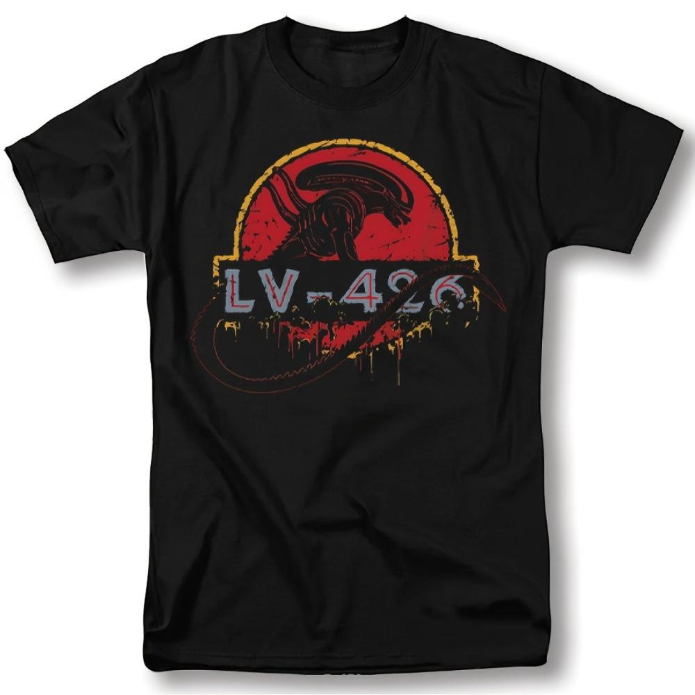 Alien Movie Vintage Graphic T-Shirt Xenomorph Creature Poster Design Black Sci-Fi Tee for Alien Fans Casual Costume Events - ... S