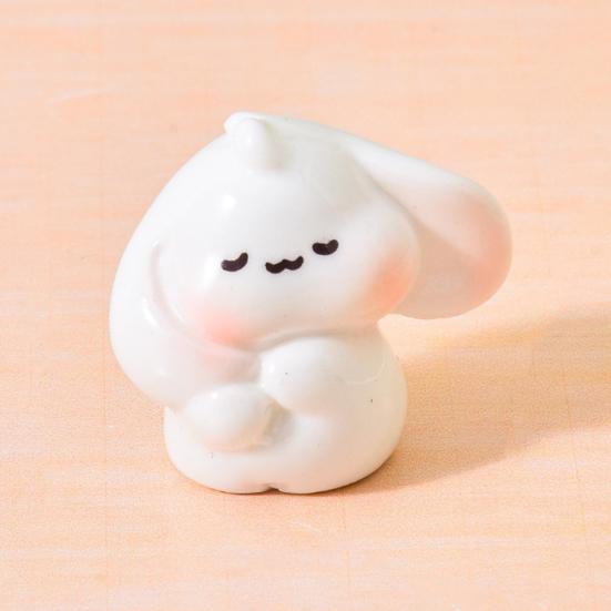 Mini Rabbit Figurines Cartoon Bunny Miniature Figures Tiny Resin Animal Fairy Garden Ornaments for Dollhouse DIY Micro Landscape