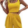 2025 Summer Women's Knitted Sleeveless Casual Solid Color Set