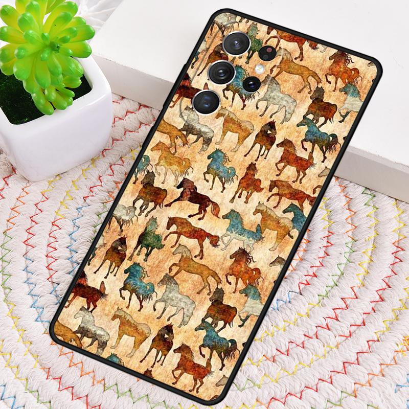 Pferde Muster Collage Silikon Handyhülle Für Samsung Galaxy note 10 pro S26 S25 S24 S23 S22 S21 Plus S25Ultra Capa Abdeckung