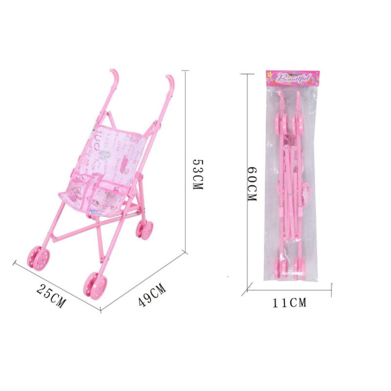 1Pcs Durable Interactive Dolls Pram Stable Baby Stroller With T-Shaped Belt Baby Doll Stroller Toy Pretend Play Doll Accessories