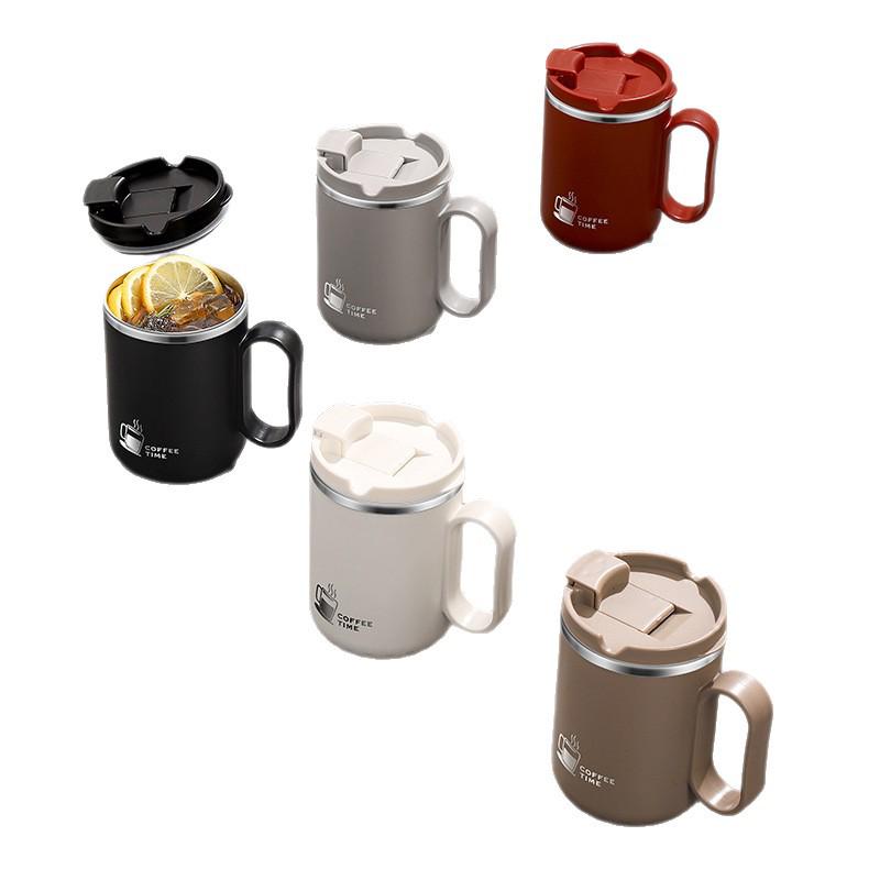 304 Stainless Steel Double-Walled Anti-Scald Mug with Lid and Drinking Spout