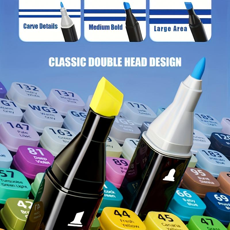 24 Colors Art Marker Pens, Dual Tip Drawing Pens,Suitable for Drawing,Coloring,Highlighting,Illustration Design,Animation Design