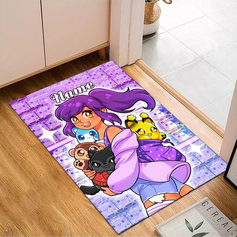 Custom Name Rainbow Aphmau Fantasy World Rug Game Carpet, Floor Mat for Bedroom Living Room Entryway Rug, Home Decor Idea Gift for Christmas birthday