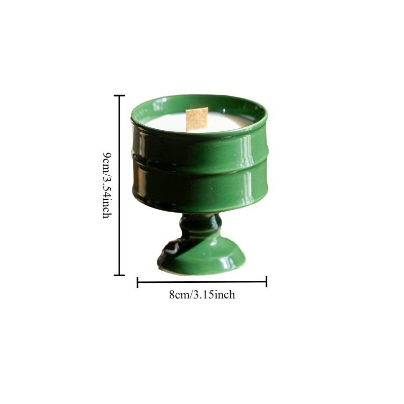 Ceramic High Footed Candle Holder Candle Empty Cup Retro and Simple Soy Wax Container Decoration Aromatherapy Ornament