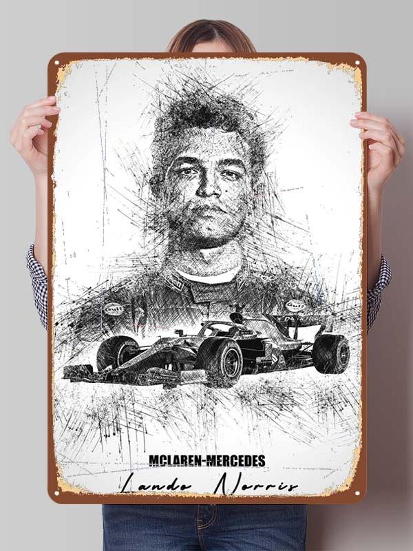 Lando Norris Racer Posters F1 Racing Metal Signs Gaming Room Decoration Custom Tin Plates for Wall Art Decoration Retro Decor