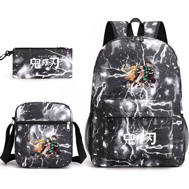 Anime Ghost Destroyer Blade Three-piece School Bag Small Shoulder Pencil Bag Primary and Secondary School Students Backpack
