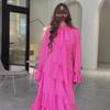 2024 Autumn Ruffle Stitch Chiffon Palace Dress with Half High Collar